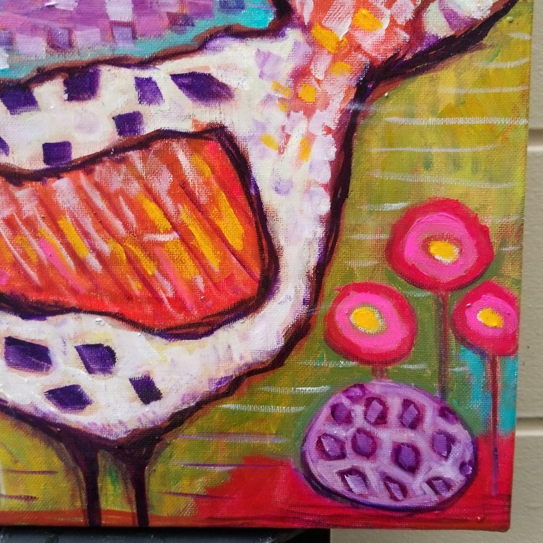 キャンバス油絵　 専用　ごきげんなめんどり♪♪　2