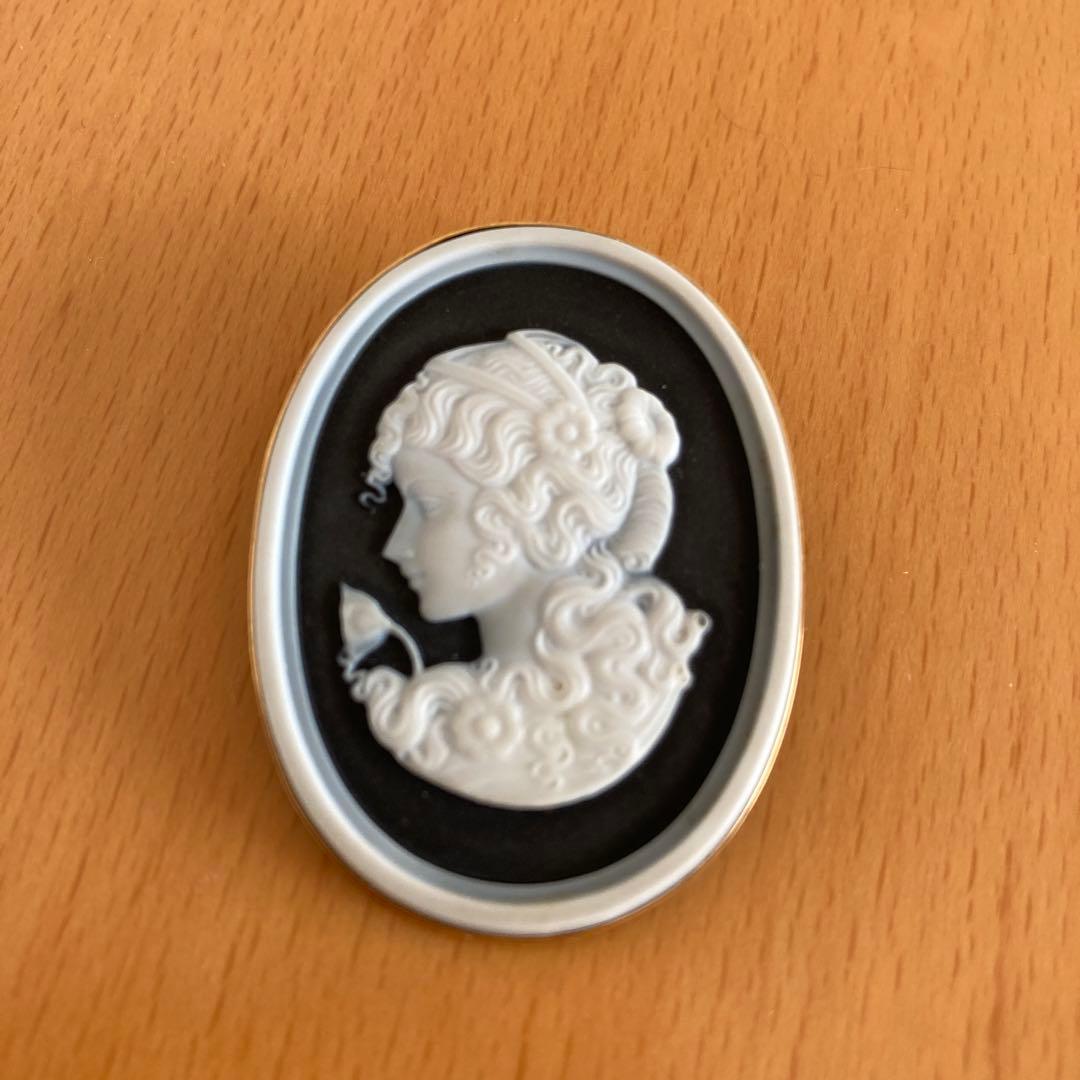 K18 カメオ　少女　ブローチ兼ペンダントトップ