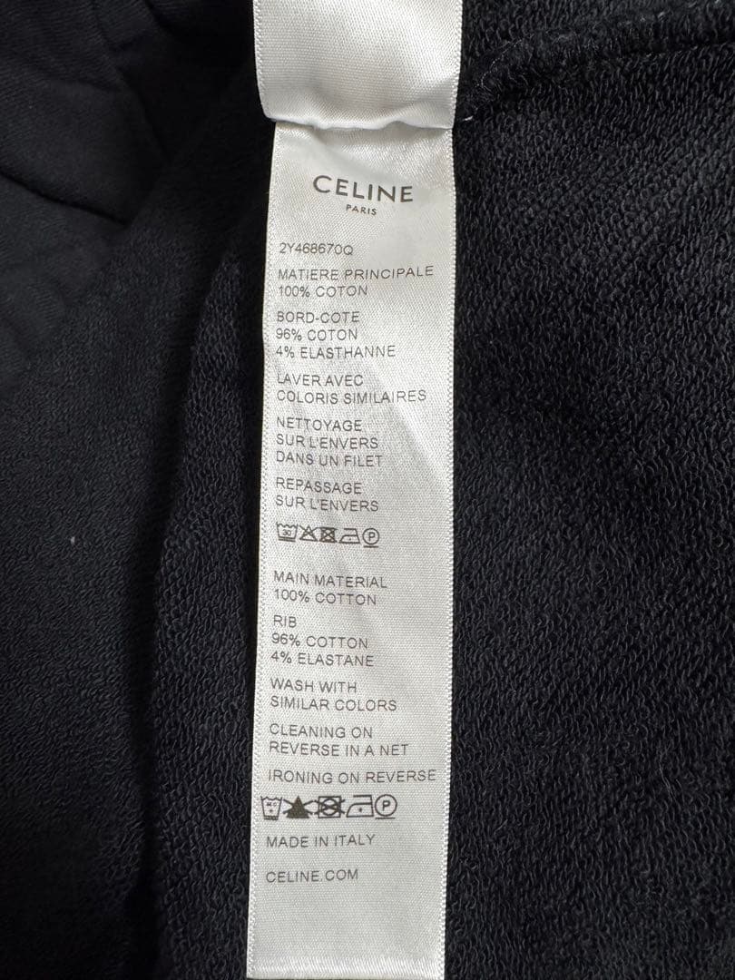 CELINE ブラック フード付きパーカー Lサイズ