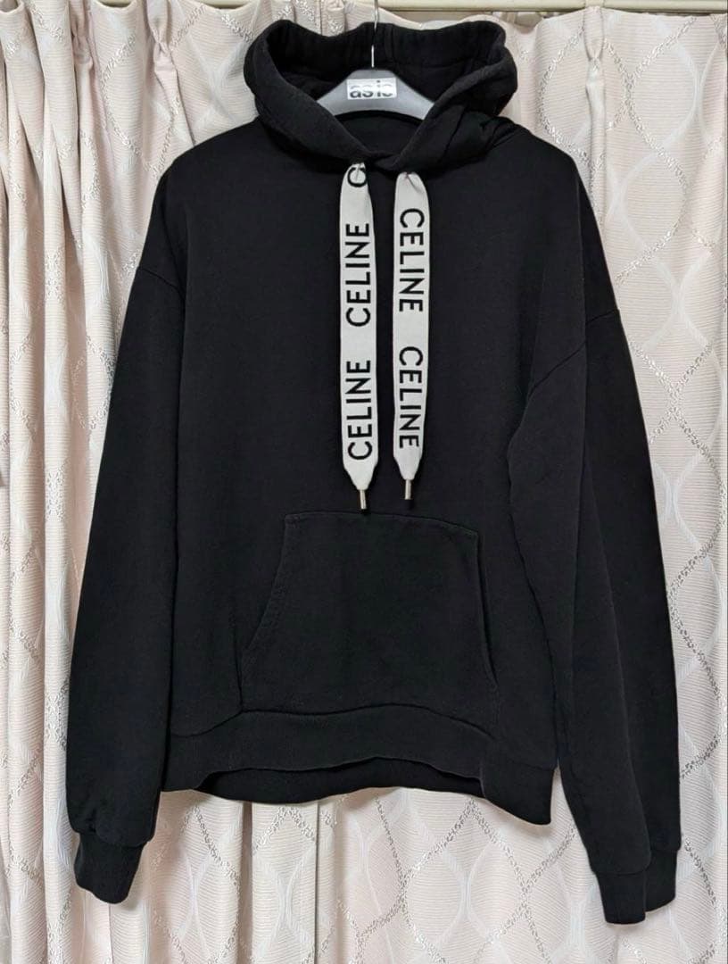 CELINE ブラック フード付きパーカー Lサイズ