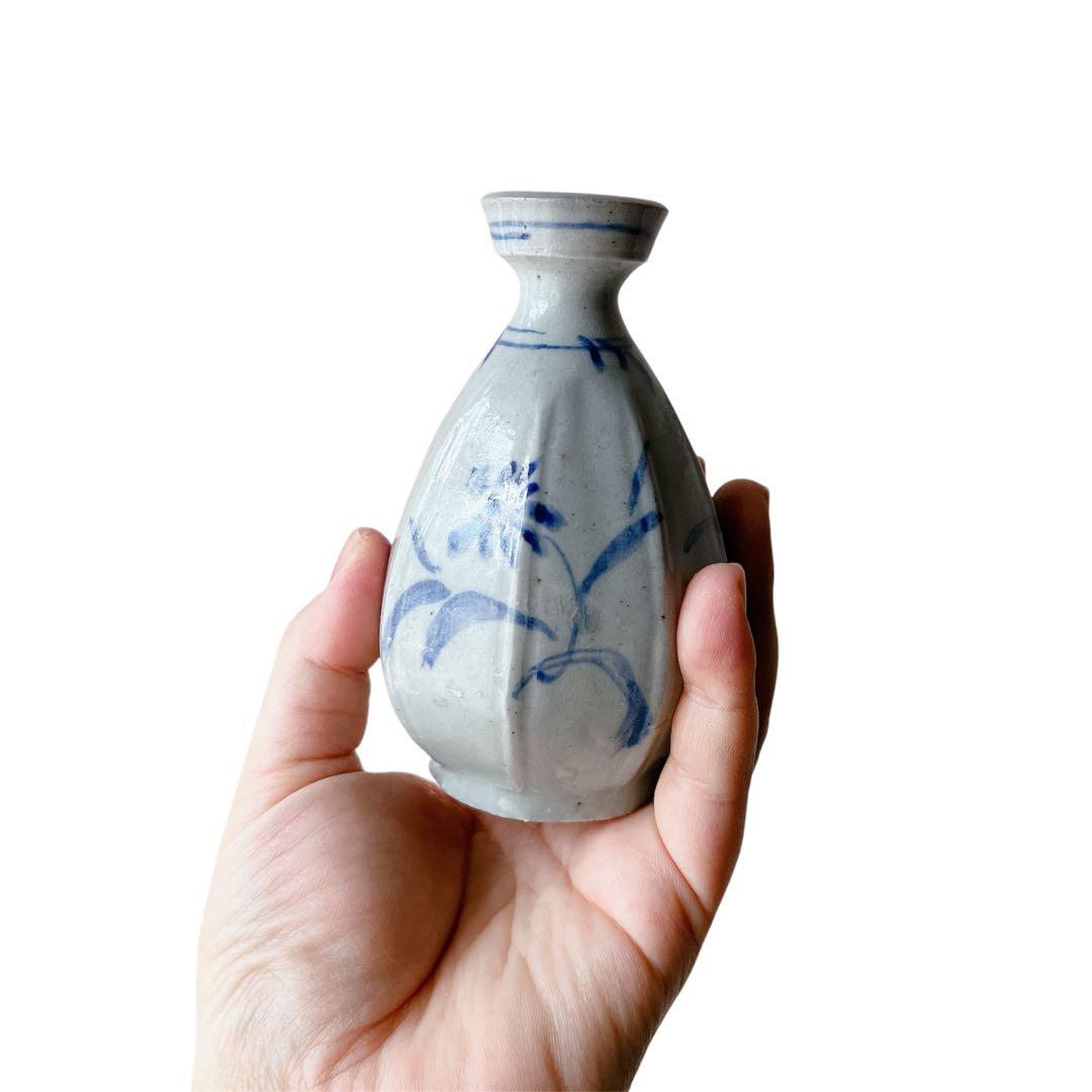 李朝 染付 徳利 染め付け おちょぼ口 おちょこ 一輪挿しにも 染付