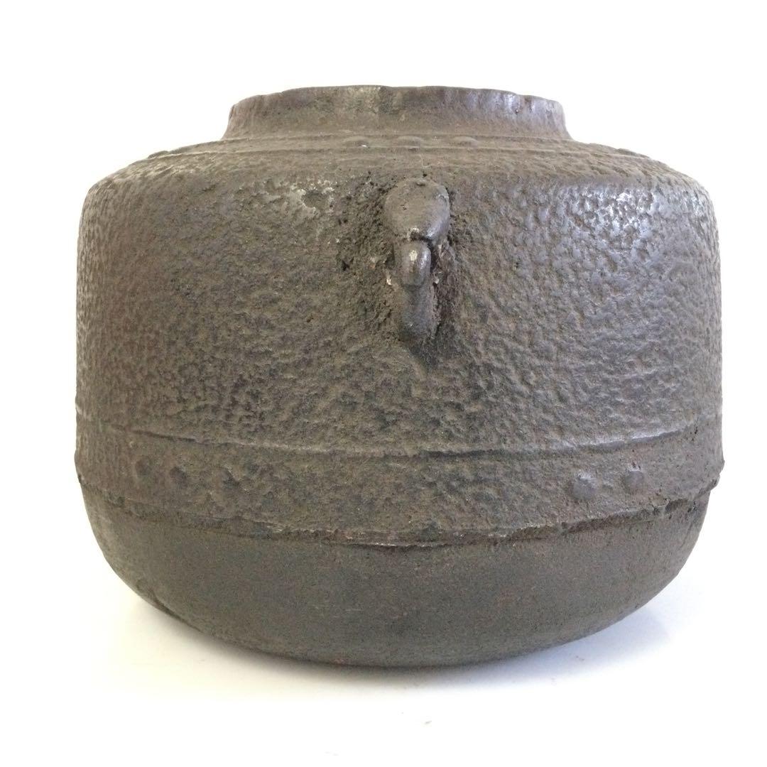 茶釜 万代屋釜 風炉釜 銘有 銅蓋釜環付 茶道具 L301