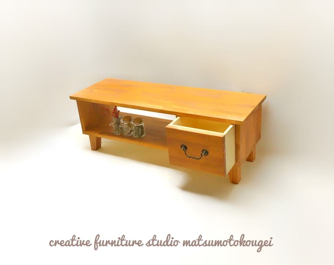 新品！一台限定！天然木 ローボード 可愛い引出し アンティーク調