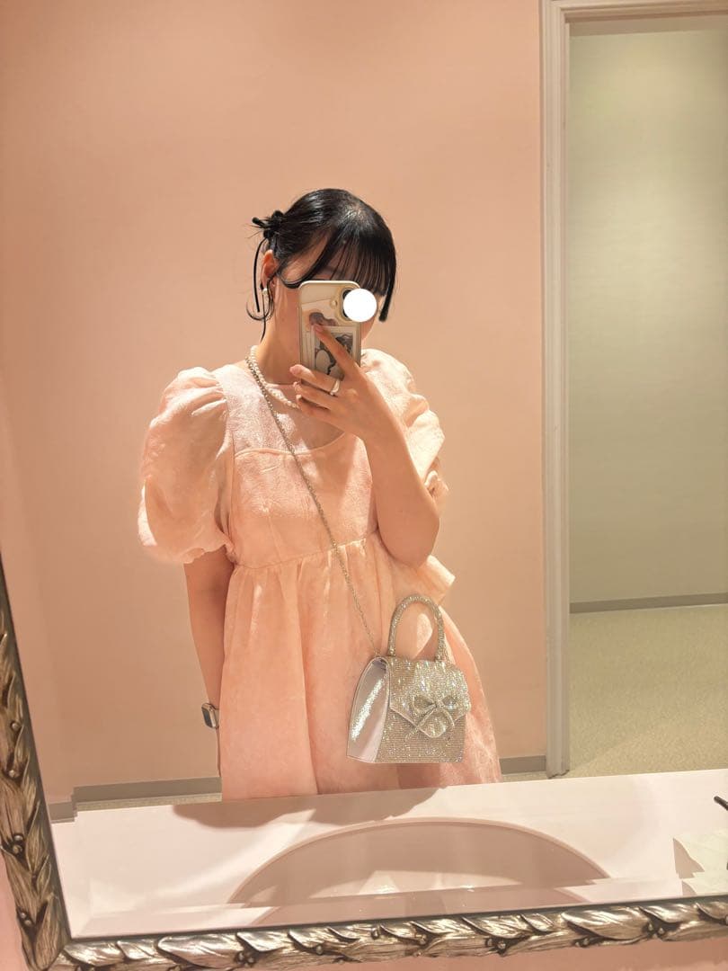 andresd バブルスリーブジャガードドレス