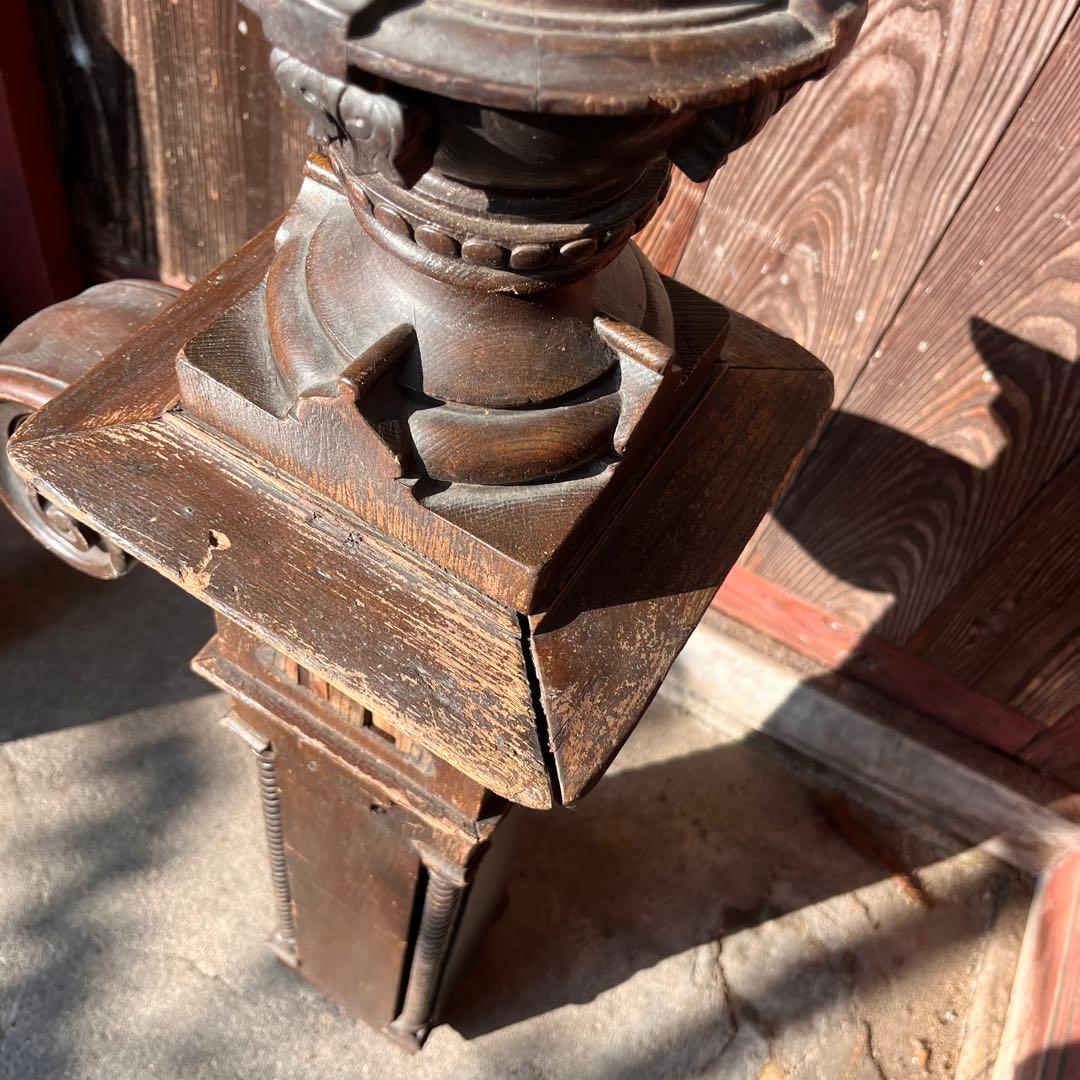 洋館アンティーク 親柱 階段パーツ 彫刻入り【1本売り／希少】