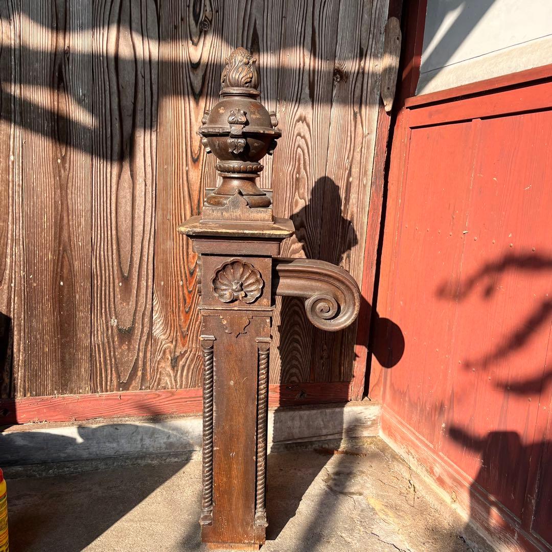 洋館アンティーク 親柱 階段パーツ 彫刻入り【1本売り／希少】