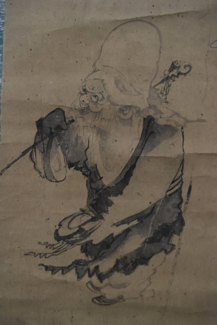 【真作】村田寉皐　画/鶴皐/中村鸞太　賛/寿老人画賛/掛軸☆宝船☆Z-904