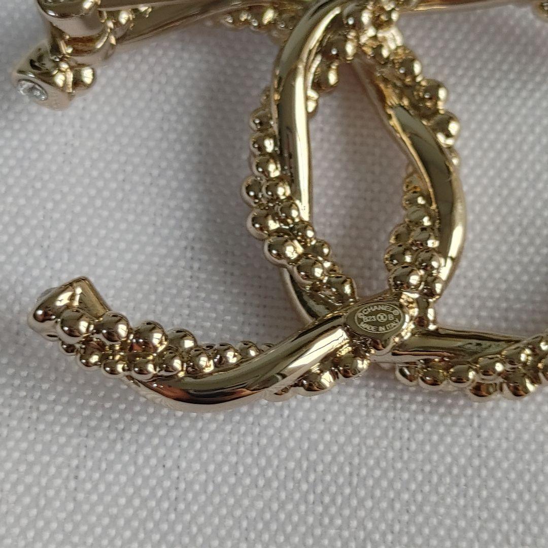 CCマーク ゴールド クリアストーン ブローチ