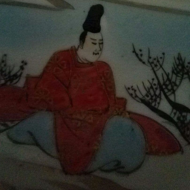 九谷焼　赤絵　鉢　手描き　人物　花鳥図　窓絵　明治　大正ロマン　和骨董