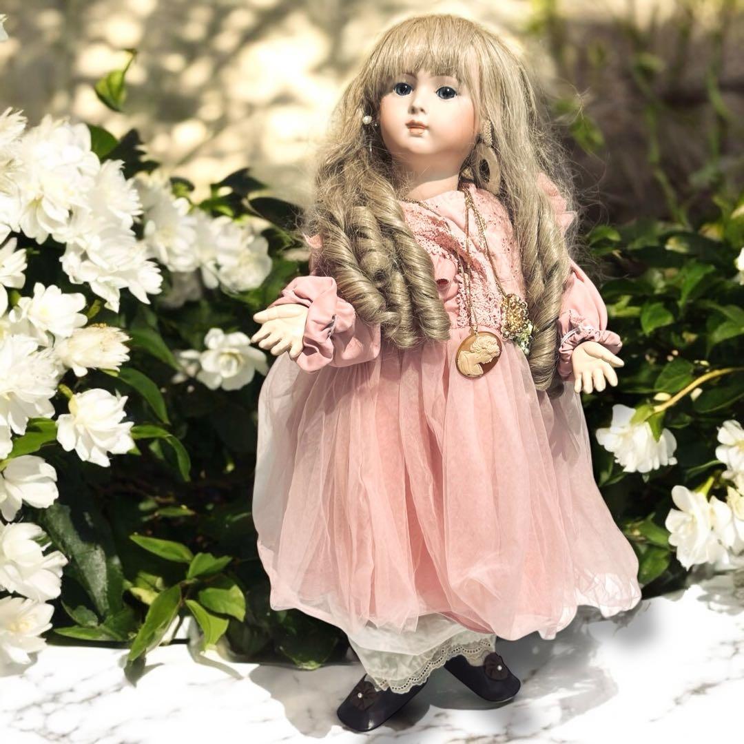 ビスクドール ロングフェイス ジュモー 作家様 ワンピース ドレス ボネ アクセ