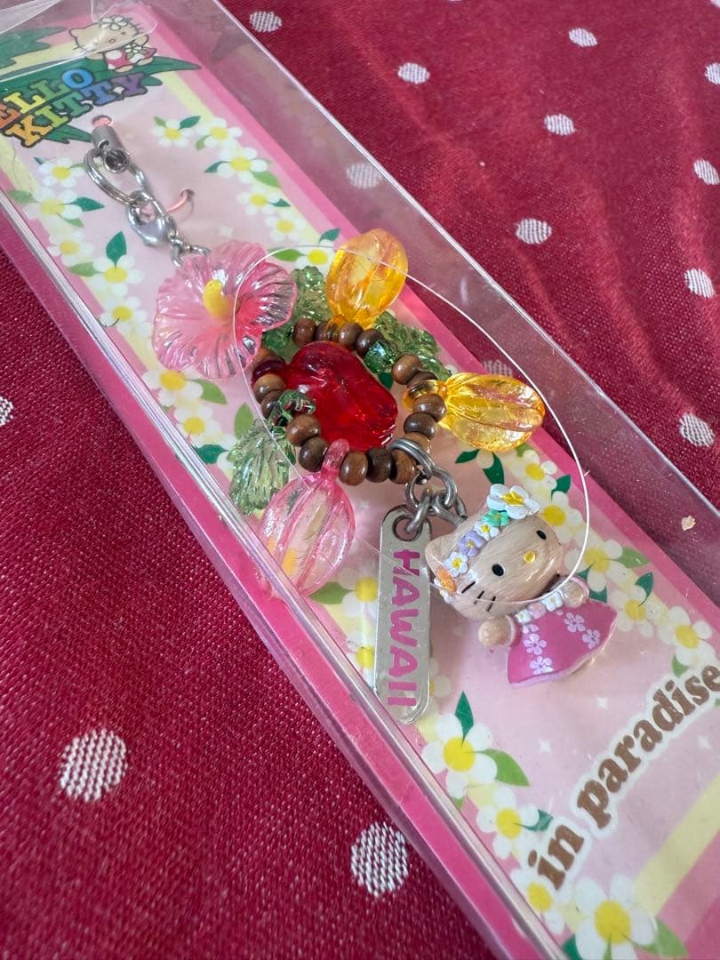 ハローキティストラップ　ハワイ　USA ご当地キティ　ハイビスカス　日焼けキティ