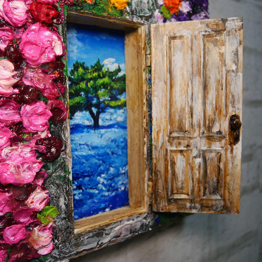 油絵 油彩 油彩画 絵画 絵【扉の先の青い世界の一本木】