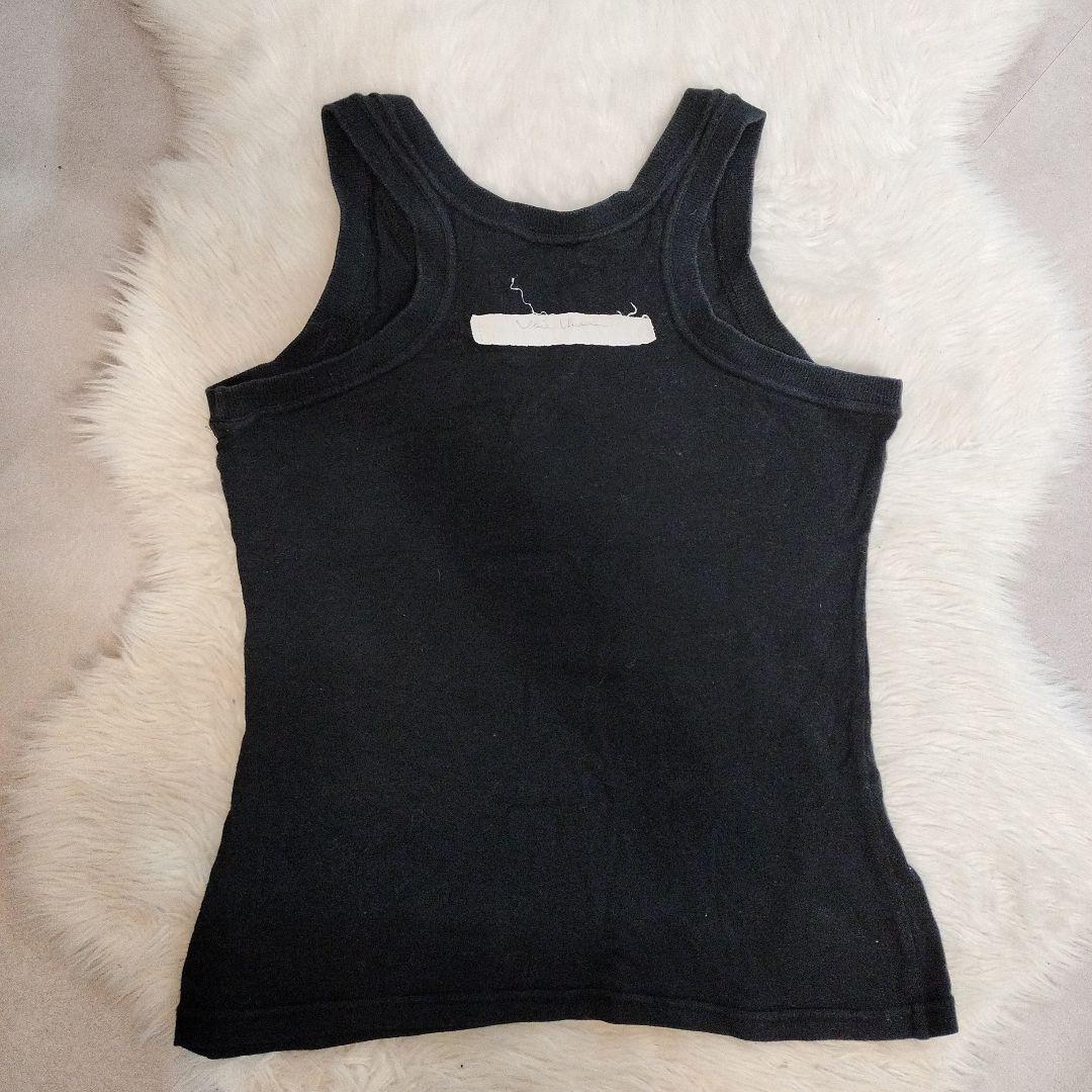 aliceauaa　黒 プリントデザイン　ビジュー付 タンクトップ