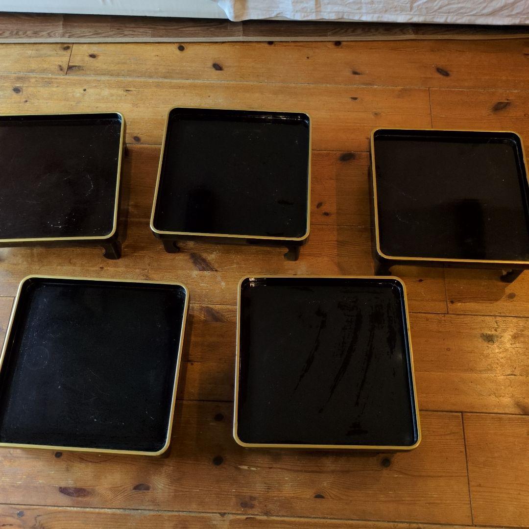 アンティーク　 黒のお膳 　４脚