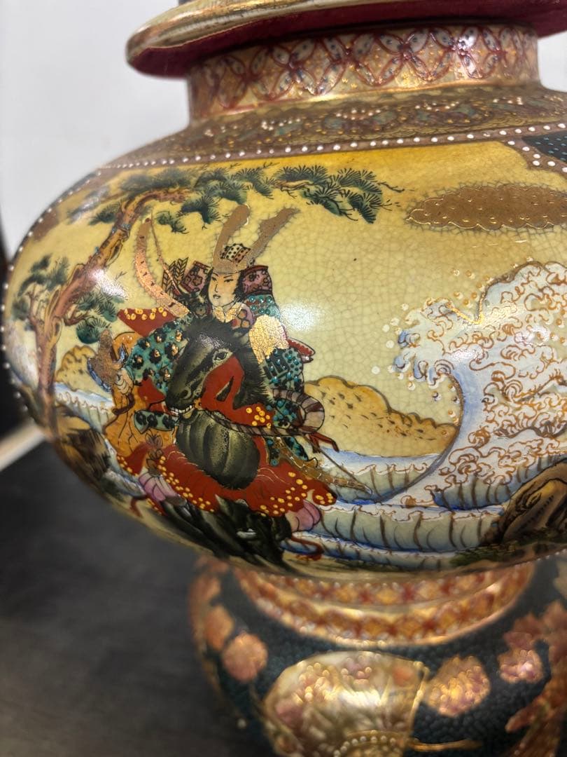 薩摩焼❓大壺　置物　花瓶　飾り壺　骨董　古美術‼️