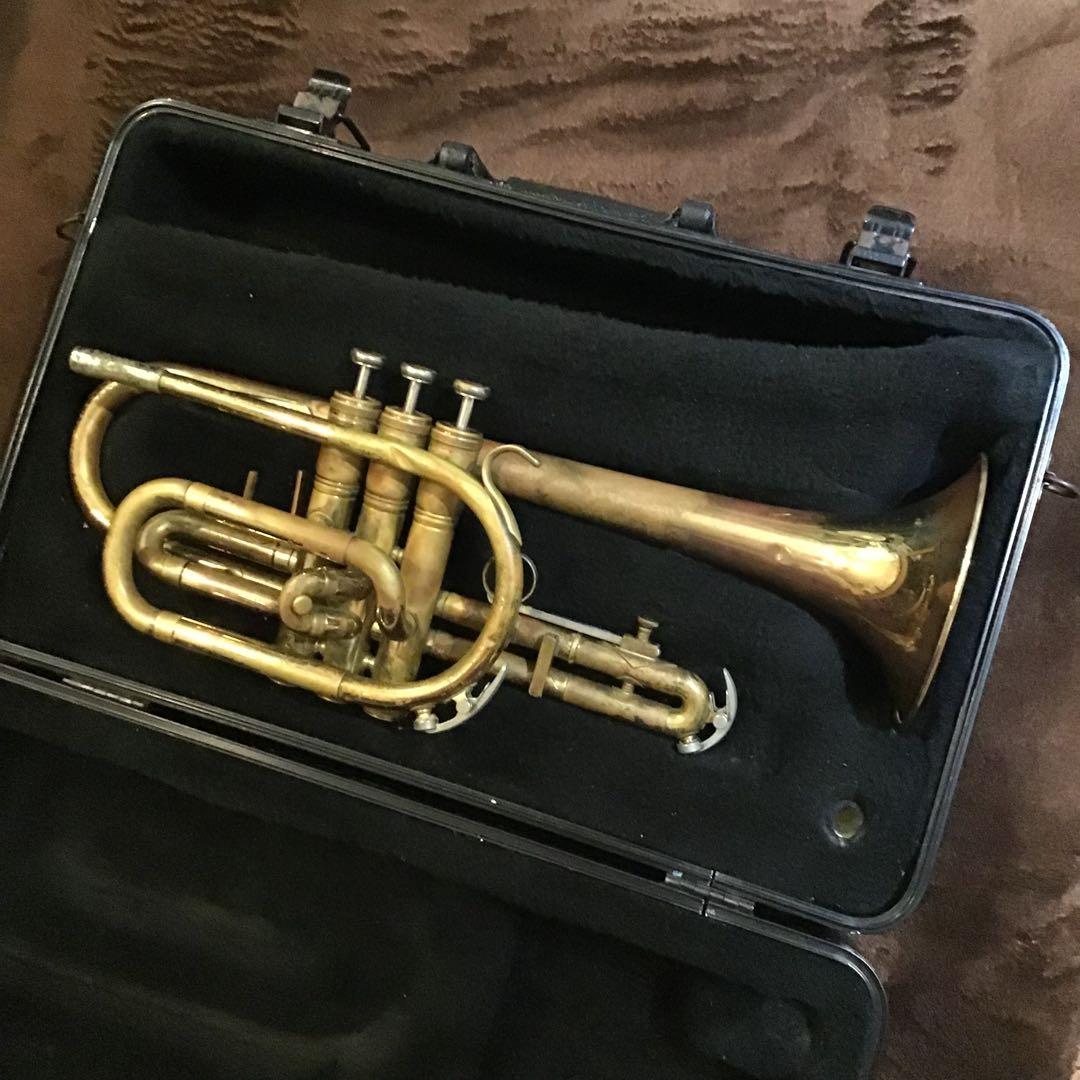 f)KING 603 コルネット キング　ピストン、抜き差し管動作良好