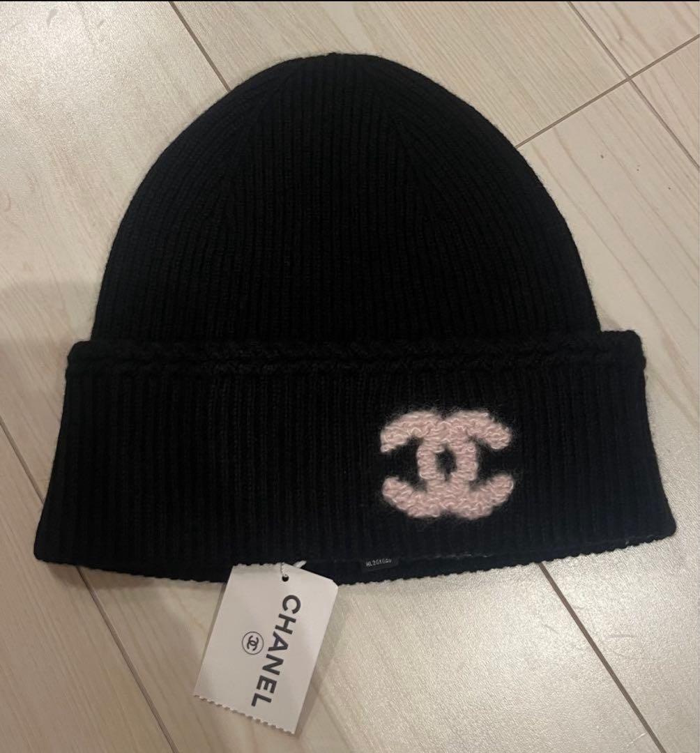 シャネル　ニット帽　ブラック&ピンク　25B 最新作