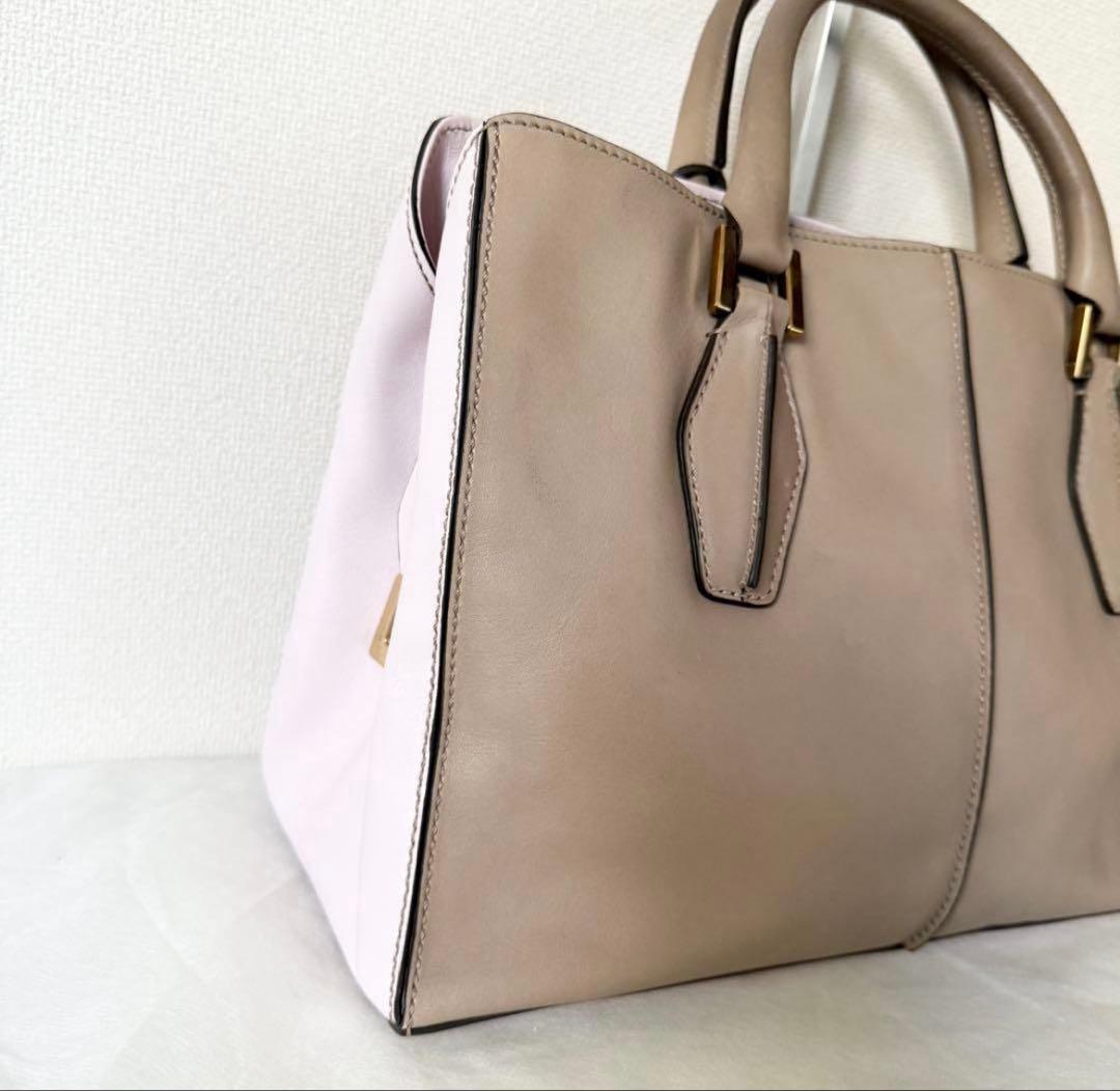 TOD'Sトッズ Dキューブバッグ ピンク ベージュ ハンドバッグ