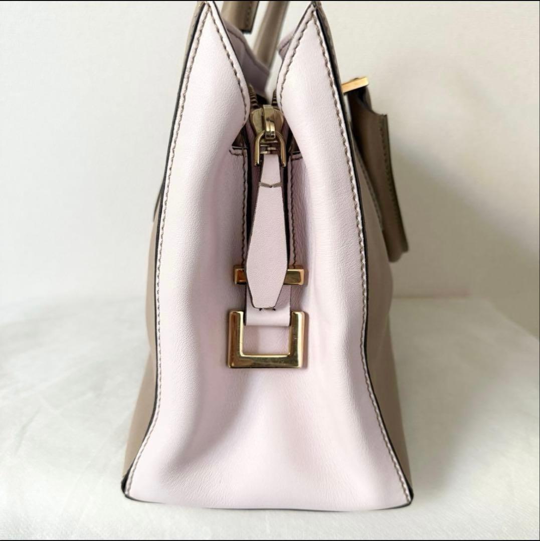 TOD'Sトッズ Dキューブバッグ ピンク ベージュ ハンドバッグ