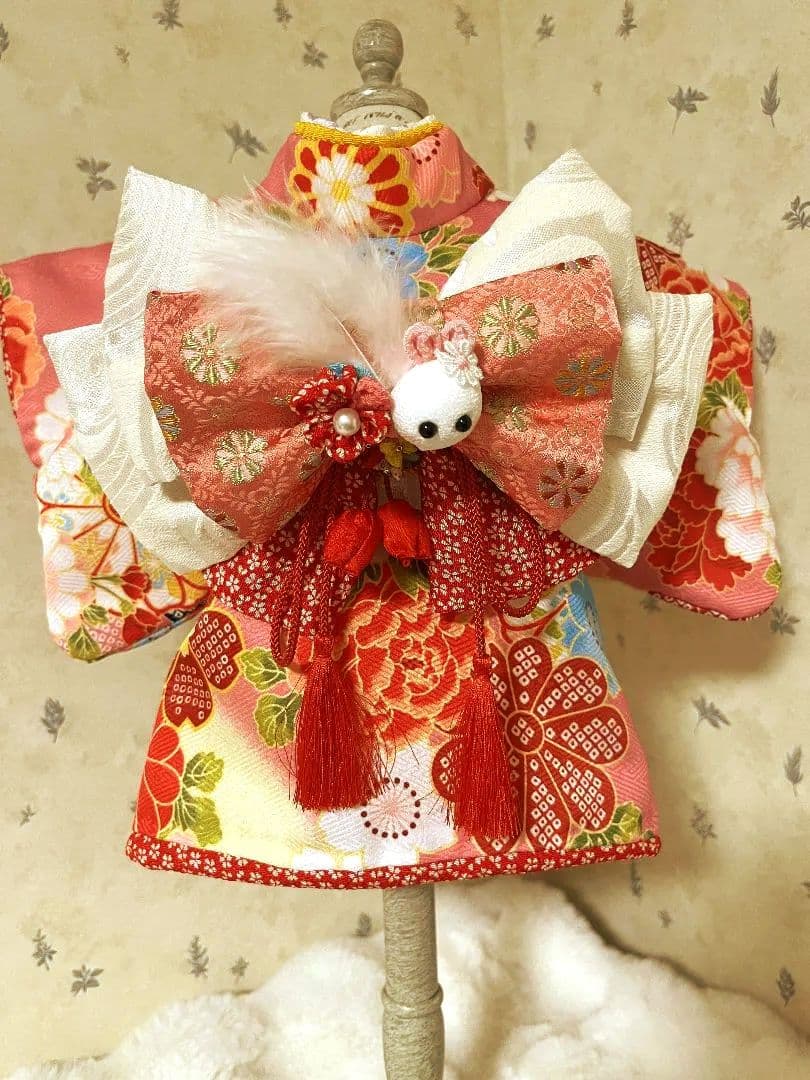 ☆*花柄ピンク着物☆*　犬服　犬服用お着物