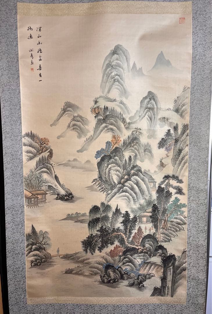 中国水墨画　絹本　作者不詳　肉筆　 山水