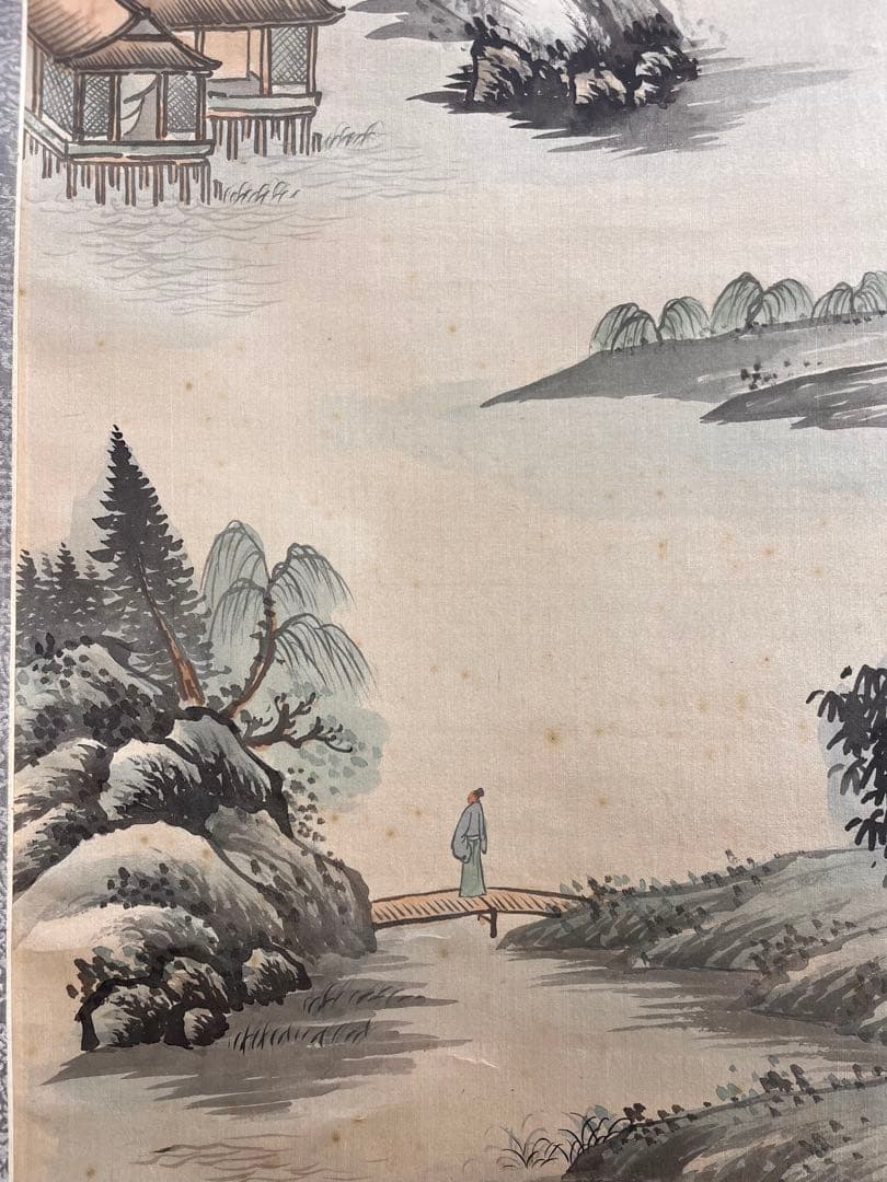 中国水墨画　絹本　作者不詳　肉筆　 山水