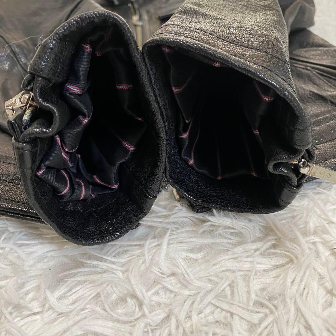 ASM ダブルジップ シングルライダース バイカー 山羊革