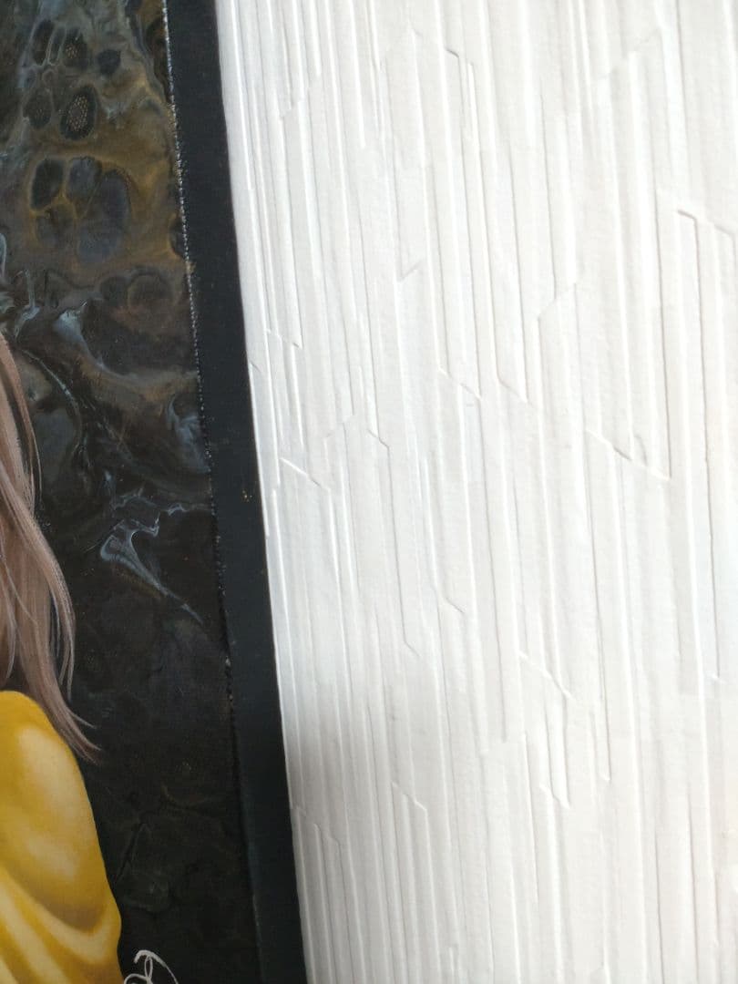 女性と猫の油絵【白猫と女性】1点物の原画/作者サイン入り/キャンバス/人物画