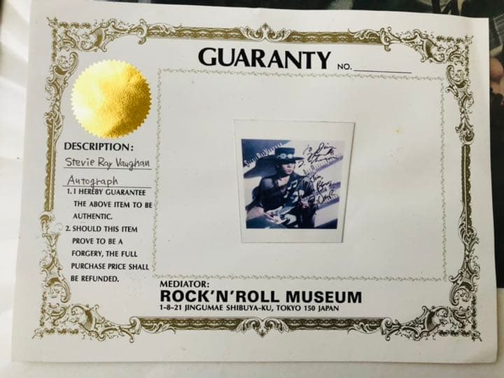STEVIE RAY VAUGHAN /スティービーレイヴォーン　サイン　鑑定証