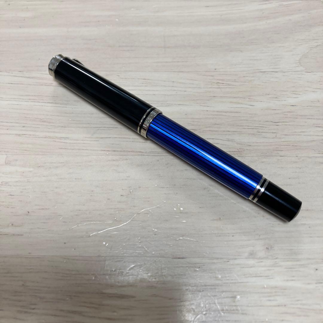 ペリカン 万年筆 EF 極細字 14K ブルー縞 スーベレーン M405