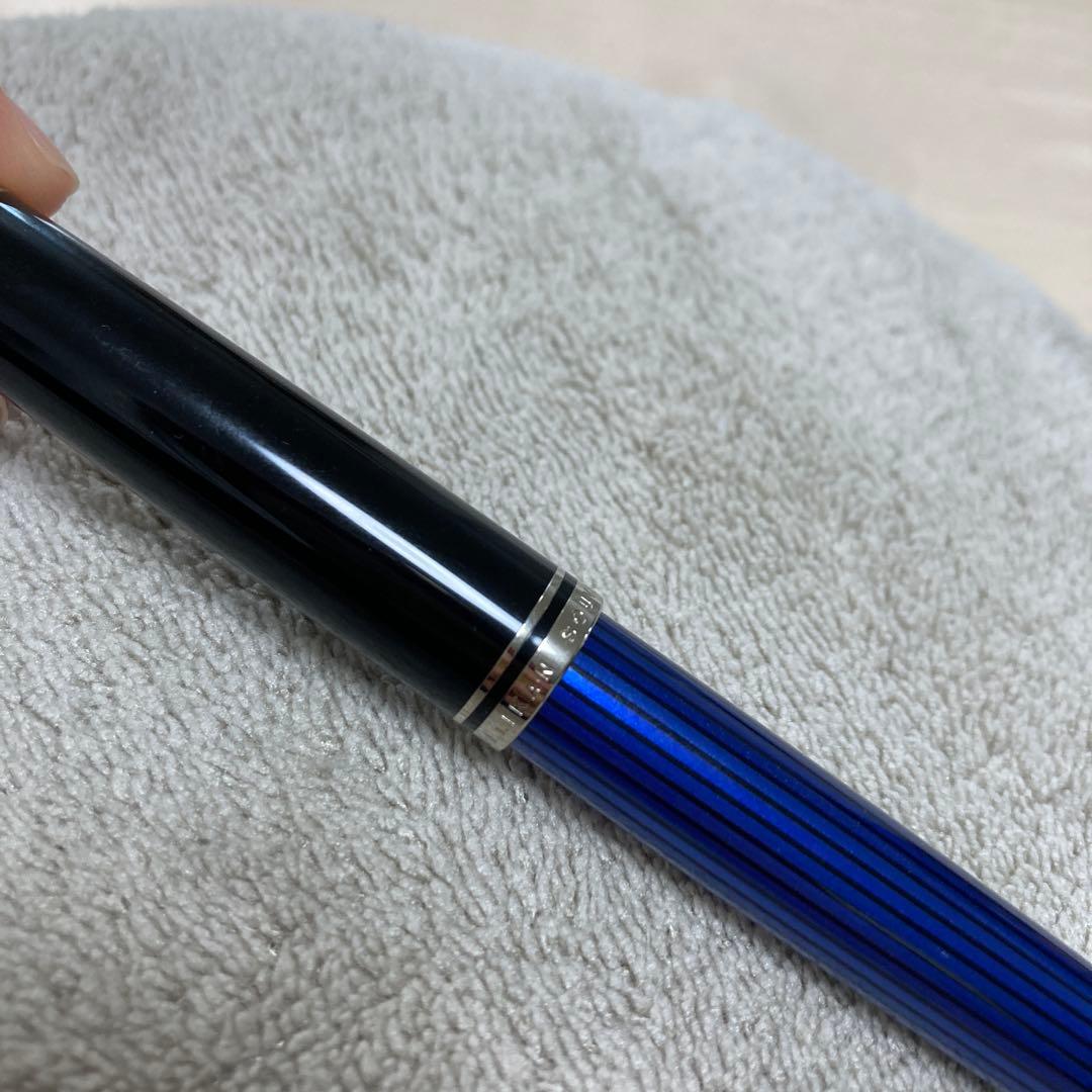 ペリカン 万年筆 EF 極細字 14K ブルー縞 スーベレーン M405