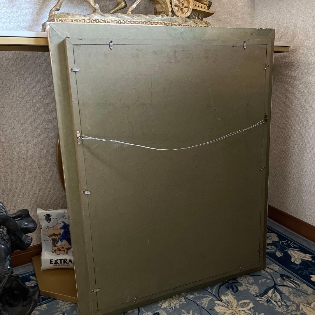 【更に値下げしました】街並み 油彩画 金色フレーム