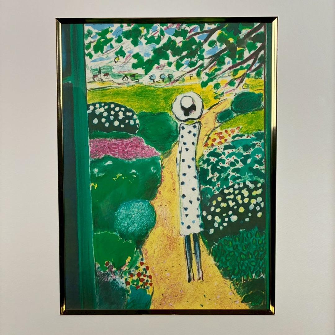 美品 ジャン＝ピエール・カシニョール「散歩道」リトグラフ 風景画 お洒落な額装