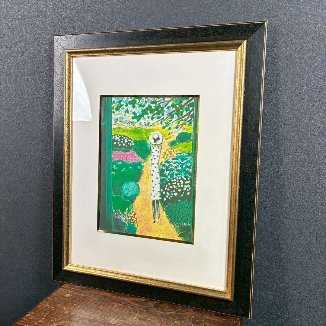 美品 ジャン＝ピエール・カシニョール「散歩道」リトグラフ 風景画 お洒落な額装