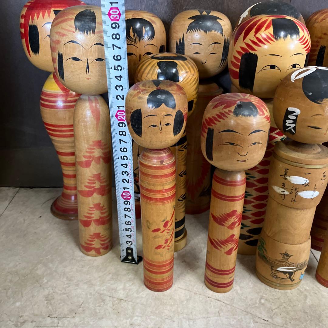 D-3 昭和レトロ 木製 こけし 小芥子 15体セット まとめ売り 日本人形