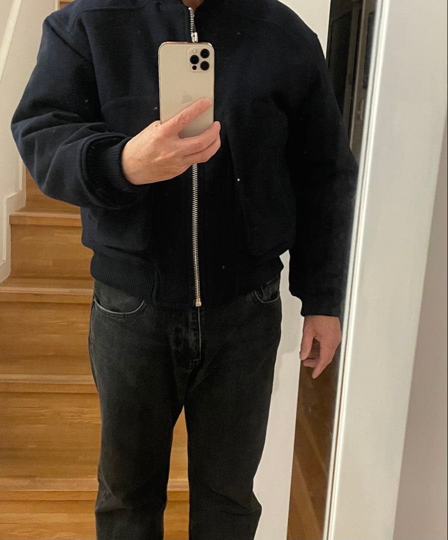 サンフラワーインターナショナルギャラリービームスウールボンバージャケットネイビー