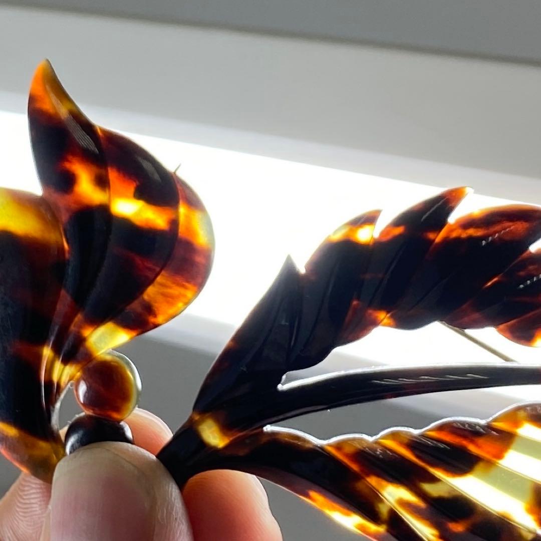 専用　本鼈甲　ブローチ　帯留　41g タカチ　東な7-0317☆2F