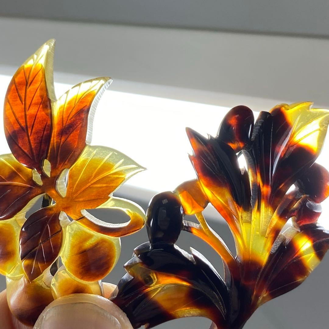 専用　本鼈甲　ブローチ　帯留　41g タカチ　東な7-0317☆2F