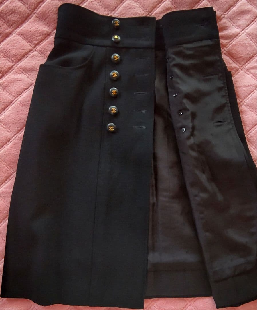 シャネル 膝丈スカート ブラック