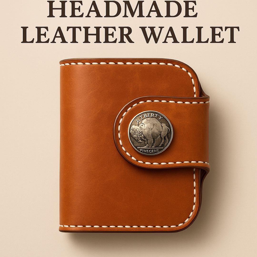 新品　総手縫　イタリア製本革プエブロレザー　ウォレット　プレゼントにも最適！