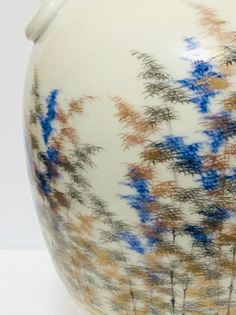 最終割引価格 明治 初期 有田焼 明治香蘭社 オールド香蘭社 色絵竹林文 花瓶