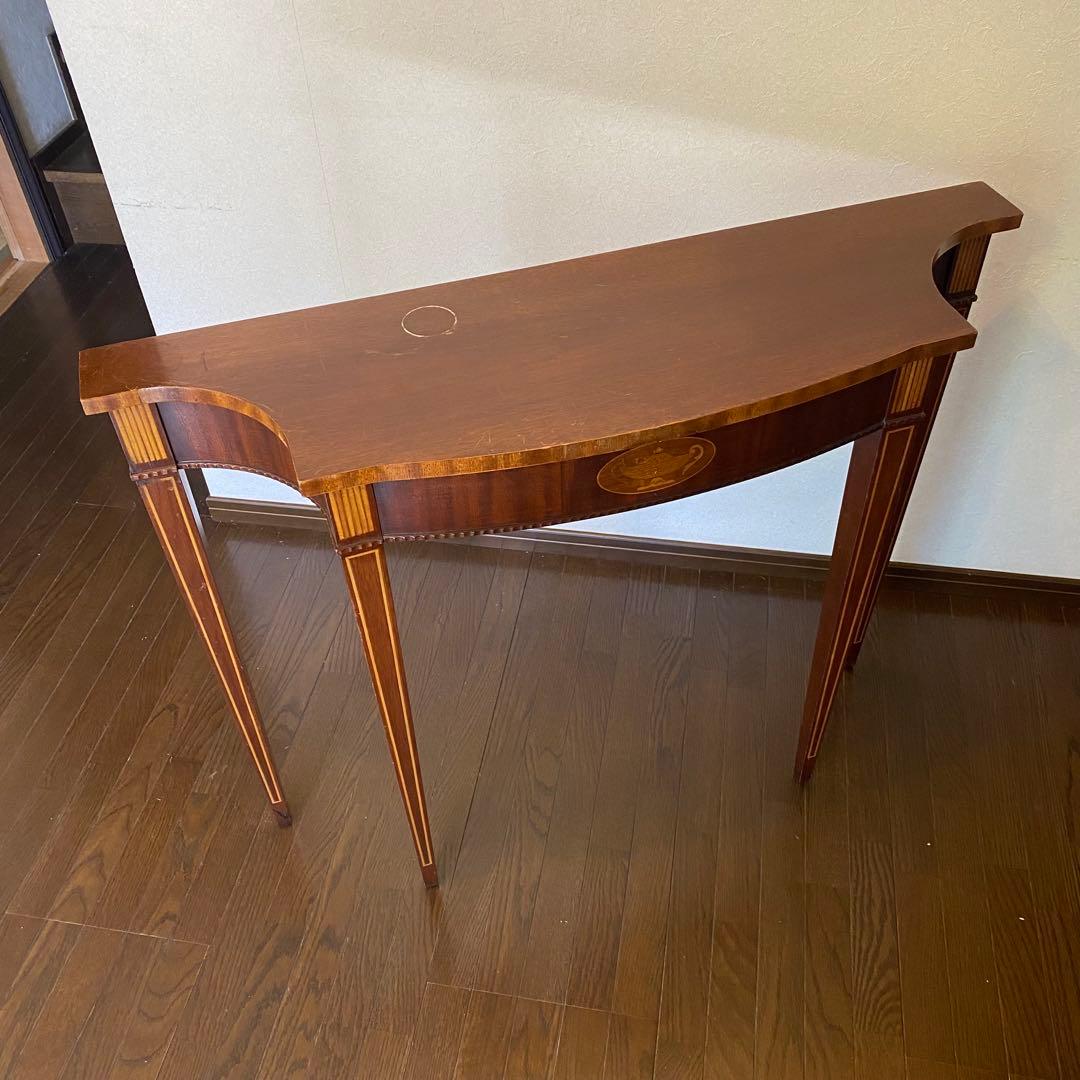 マホガニー材　コンソールテーブル 象嵌細工付き　アンティーク