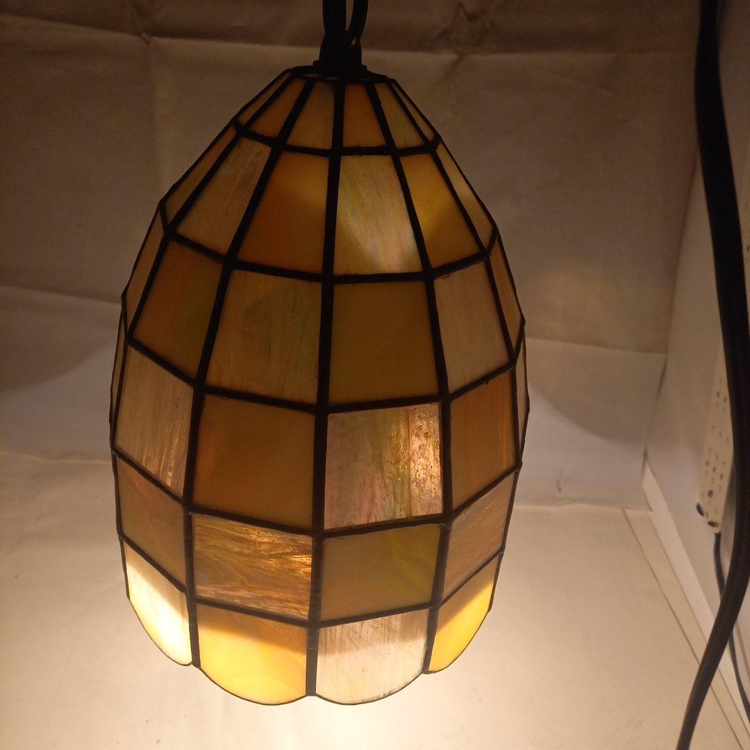 ヴィンテージ　ペンダントステンドガラスランプ