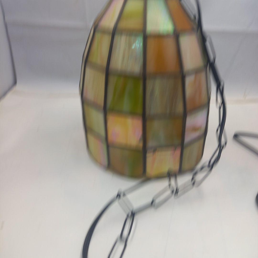 ヴィンテージ　ペンダントステンドガラスランプ