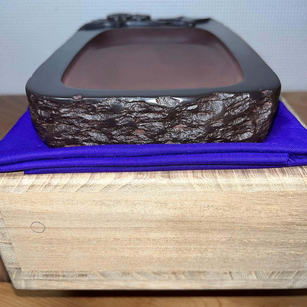 ⭕️赤間硯　梅文硯　三代　玉峯　日枝敏夫　新品未使用美品　梅花蕾を彫刻　祝品