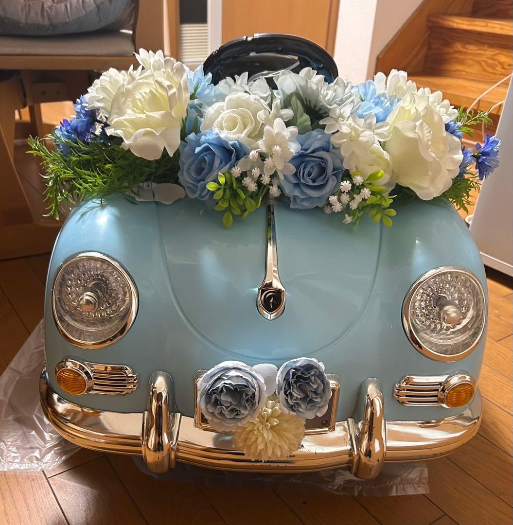 水色クラシックカー風装飾用おもちゃ