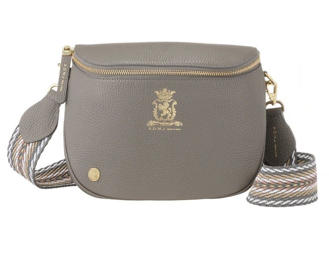 【wakabaです】ADMJ グレー レザー ショルダーバッグ