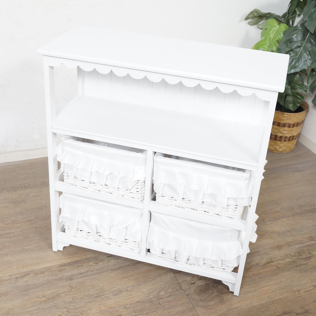 【新品】フリル　バスケット4個　オープンチェスト　ガーリー　アウトレット