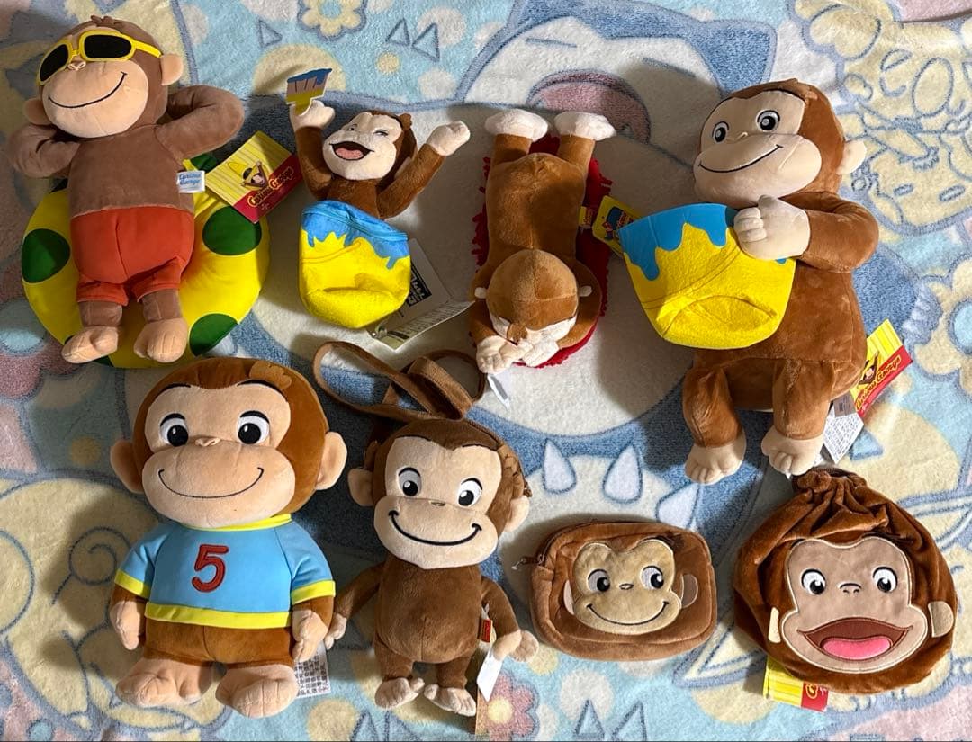 おさるのジョージ ぬいぐるみ マスコット バッグ フィギュア セット