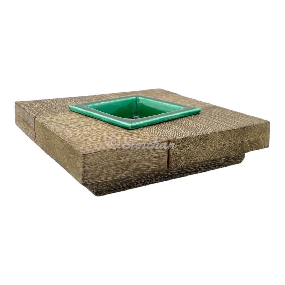 【未使用品】 九谷焼 天然木工芸と九谷焼陶磁器の灰皿 古美術品 骨董品 高島屋